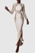 Zevra Floral Beaded Embellished Maxi Dress