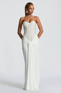 Albie Sequin Strapless Ruched Maxi Dress - White