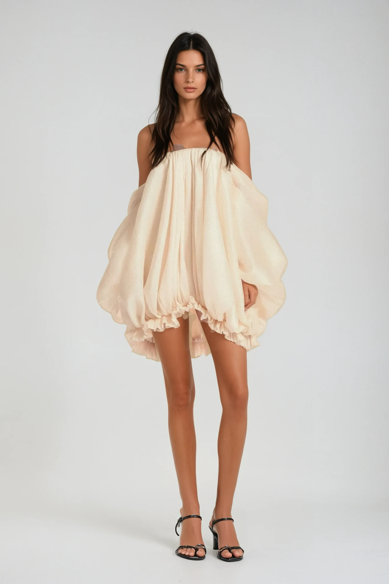 Attica Off Shoulder Ruched Puff Mini Dress